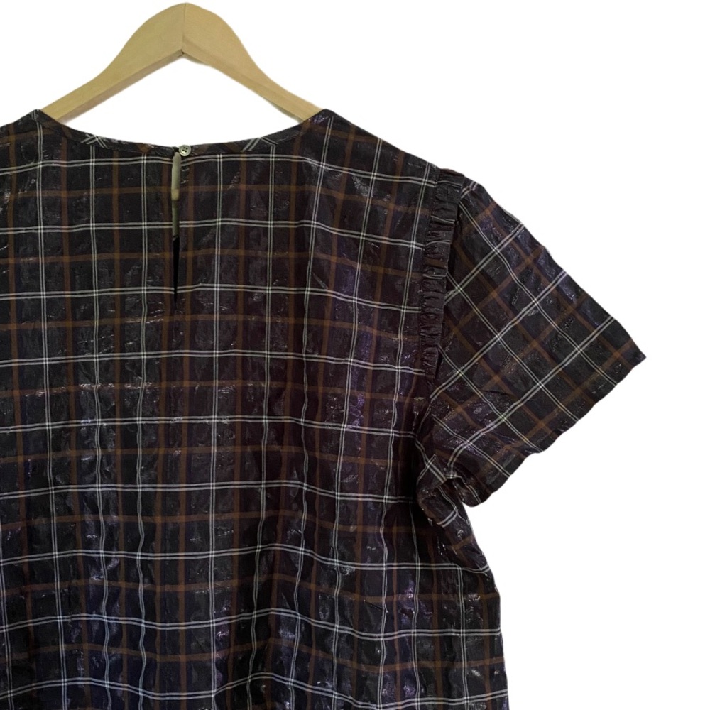 •LOFT shimmer plaid ruffle trim top NWT• Size 16 - Picture 11 of 12